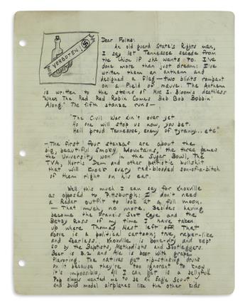 LETTERS TO HIS FAMILY WHILE SERVING IN THE U.S. ARMY KURT VONNEGUT. Archive of 12 letters Signed, Kay or K...